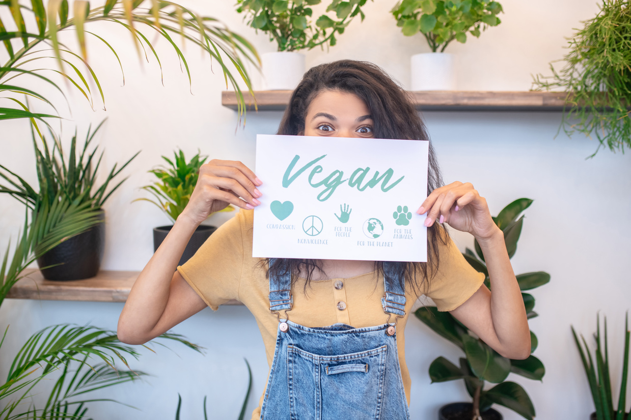 Woman with Vegan Poster